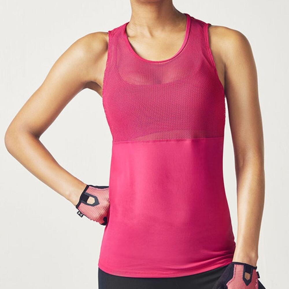 Fabletics NWT Sandy 2 in 1 Geranium Pink Performance Workout Athletic Tank Top